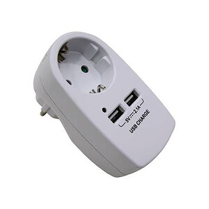 Imagen de Clavija adaptadora a 1 toma Schuko, 2 tomas USB de 2.1A EUROBRIC 2000.