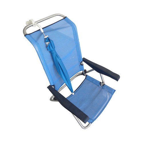 Sombrilla para silla de playa autoajustable color azul o verde, PINCHO.