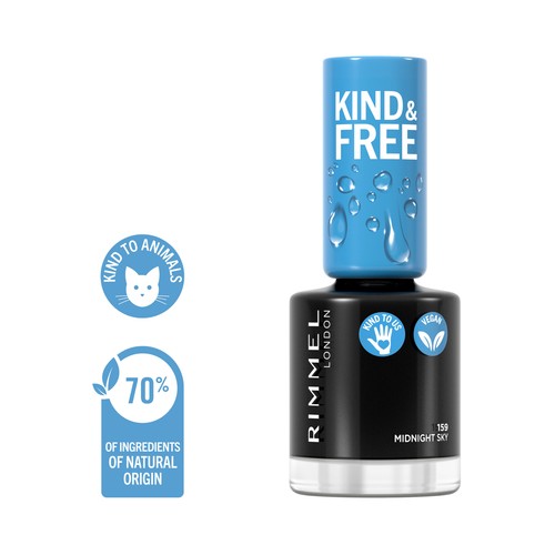 RIMMELKind & free tono 159 Midnight sky Laca de uñas a base de plantas,8 ml.