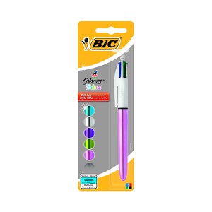 Imagen de Bolígrafo retráctil roller, punta media, grosor 1mm, colores brillantes BIC 4 colours shine.