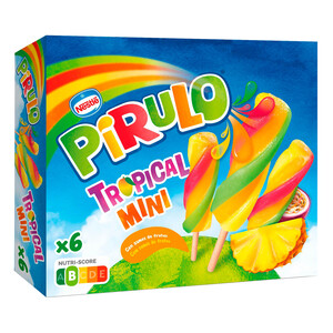 Imagen de PIRULO Mini polos de agua con zumos frutas tropicales y aromas naturales 6 x 50 ml.
