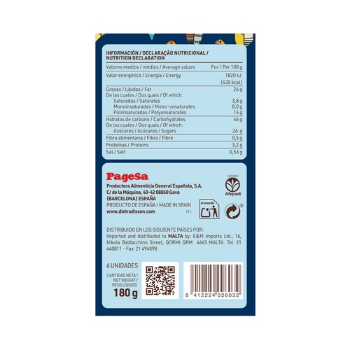 DIAT RADISSON Magdalenas de maíz sin gluten 180 g,