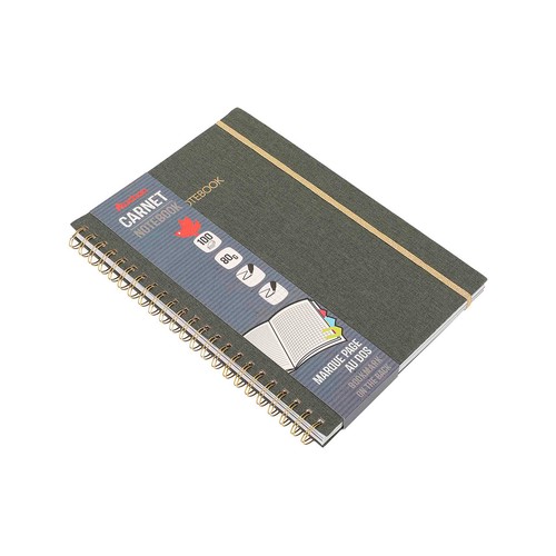Cuaderno A4 80G 100H Espiral Tapa Tela Horizontal Y Cuadricula. Papel FSC ALCAMPO