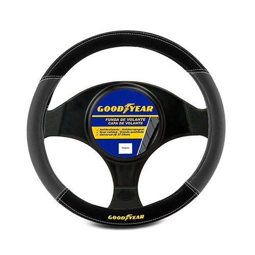 Funda de volante, tamaño universal 37-39cm,  color negro y gris, GOODYEAR