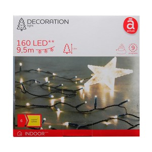 Imagen de Guirnalda de luces Blanco Cálido y Estrella Tope con 160 Led y 9 Funciones, para decoración del Árbol de Navidad en interior, 9,5metros, ACTUEL