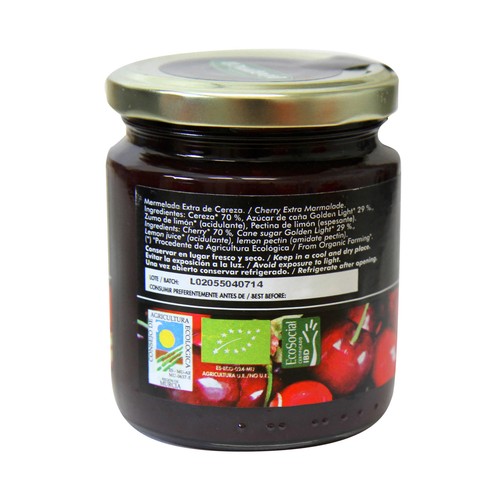 BIOJAM ABEROS Mermelada de Cereza con azúcar de caña ecológico BIOAPRICA 275 g.