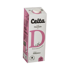 CELTA Leche desnatada de vaca con bienestar animal garantizado CELTA 1.5 l.