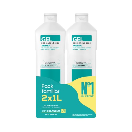 Gel dermartológico para ducha o baño INIBSA 2 x 1 l.