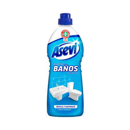 ASEVI Desinfectante de baños antical y antimoho para una limpieza completa del baño, acabado con brillo duradero, 1100 ml.