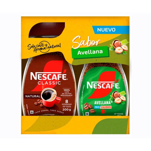 NESCAFÉ Café soluble natural 200 gr + café avellana 95 g.