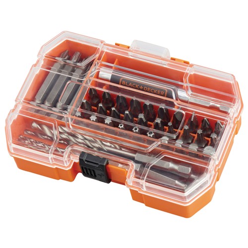 Juego de 45 piezas de taladro y atornillador, BLACK + DECKER A7234-XJ.