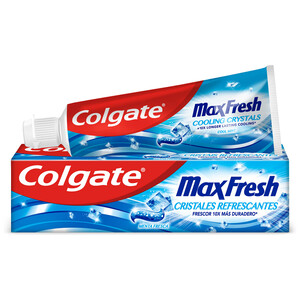COLGATE Pasta de dientes con flúor, cristales refrescante y sabor a menta fresca COLGATE Max fresh 75 ml.
