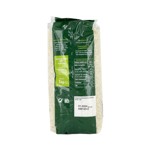 PRODUCTO ALCAMPO Arroz largo PRODUCTO ALCAMPO paquete de 1 kg.