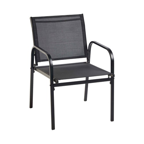 Conjunto 4 piezas con sofá, 2 sillas y mesa de acero y textileno color negro, GARDEN STAR ALCAMPO.