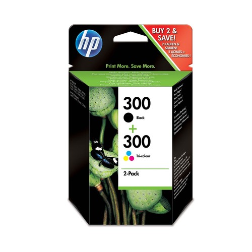 Pack de 2 cartuchos originales de tinta HP 300 CN637EE, negro y tricolor..