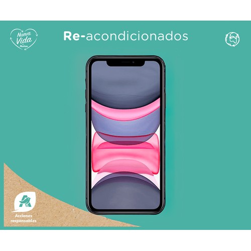 iPhone 11 128 GB, 4GB RAM, pantalla 15,49 cm (6,1") Reacondiciando grado B, APPLE.