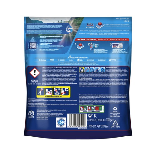 FINISH Detergente para lavavajillas máquina Todo en 1 FINISH POWERBALL 65 uds. 1040 g.