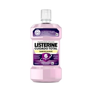 LISTERINE Cuidado total Enjuague bucal de uso diario y sabor menta suave 500 ml.