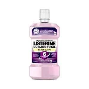 LISTERINE Cuidado total Enjuague bucal de uso diario y sabor menta suave 500 ml.