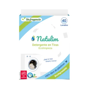 NATULIM Detergente en tiras ecolimpieza sin fragancia 40 lav.