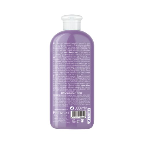 NATURTINT Champú matizador y neutralizador de tonos indenseados en cabellos con mechas, rubios o grises NATURTINT Silver 330 ml.