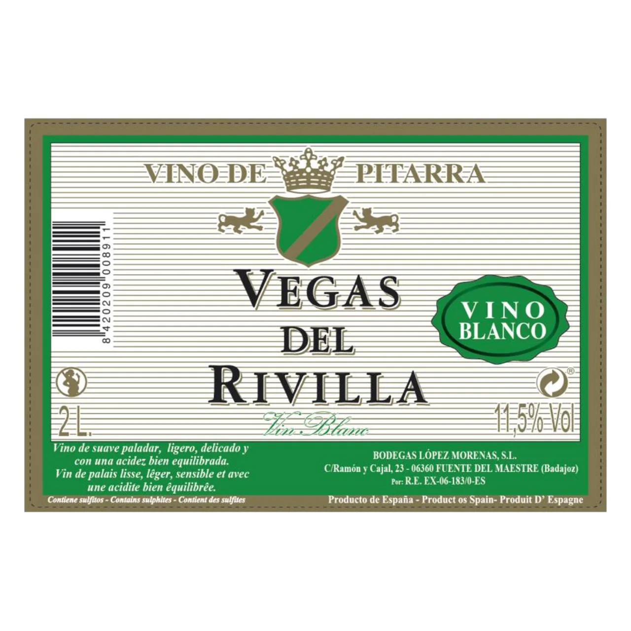 Vino blanco de pitarra en bidón 2 l.