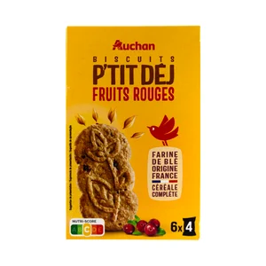 PRODUCTO ALCAMPO Galletas de cereales con 1 cereal integral y frutos rojos 300 g.