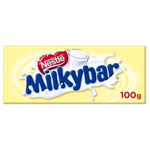 NESTLÉ Chocolate blanco en tableta de 6 porciones, nestlé MILKYBAR 100 g.