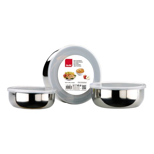 Set de 3 tapers de acero inoxidable, capacidad: 0,75 - 1,2 - 1,5 litros, IBILI.