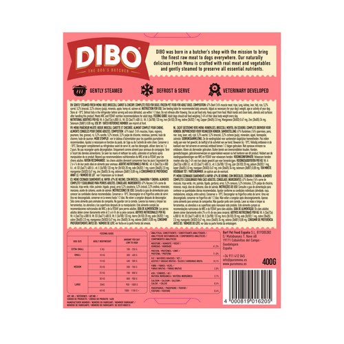 DIBO Comida húmeda para perro con vacuno 400g