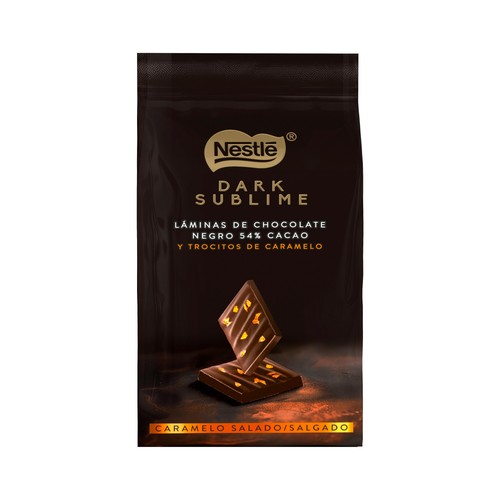 NESTLÉ Láminas de chocolate negro y caramelo sublime 150 g.