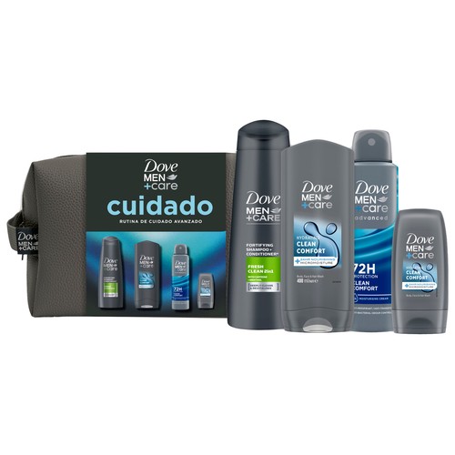 DOVE Men + care Neceser con productos para la higiene masculina.