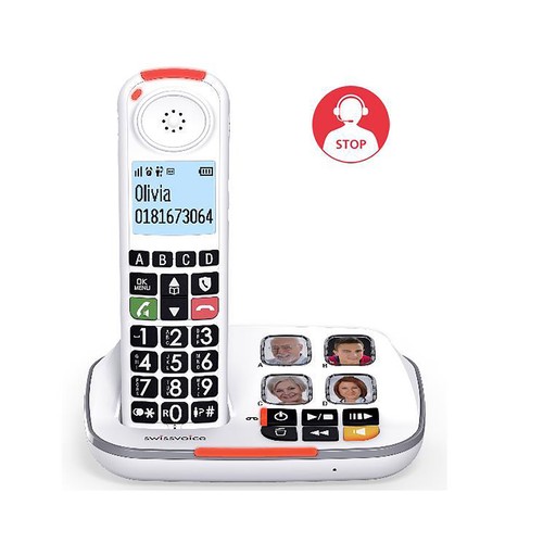 Teléfono inalámbrico SWISSVOICE XTRA2355 blanco, identificador de llamadas, 100 entradas.