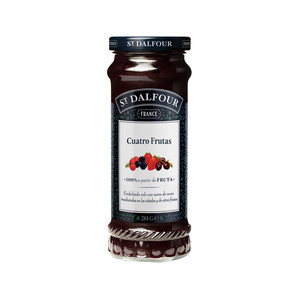 Imagen de ST.DALFOUR Mermelada de cuatro frutas (Frambuesas, Cerezas Negras, Fresas y Moras) 284 g.
