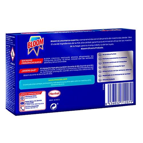 BLOOM Pastillas de recambio para antimosquitos eléctrico 20 uds + 10 uds. gratis
