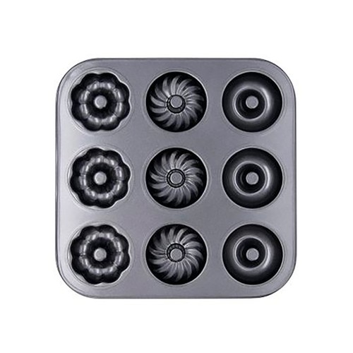 Molde de 9 donuts 26,3 x 26,3 x 2,4 cm, acero sweet grey, QUID.