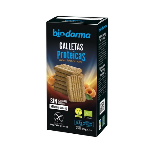 BIODARMA Galletas proteínas con sabor albaricoque sin gluten 125 g.