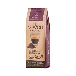 NOVELL ORGANIC Café molido compostable intenso, de cultivo ecológico 250 g.