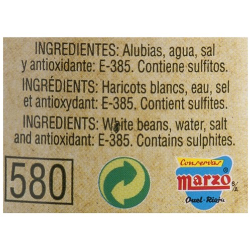 MARZO Alubia cocida blanca frasco de 400 g.