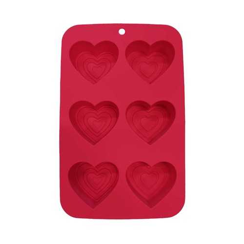 Molde de silicona con 6 cavidades con forma de corazón, ideal para San Valentín ACTUEL