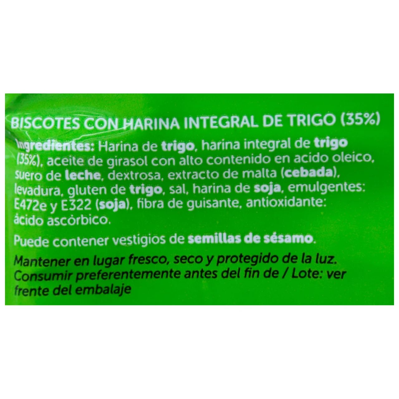Pan tostado integral 750 g.