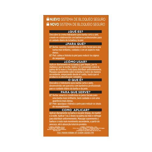 L´ORÉAL PARIS Men expert barber club Crema hidratante para piel y barba con aceite esencial de madera de cedro 50 ml.