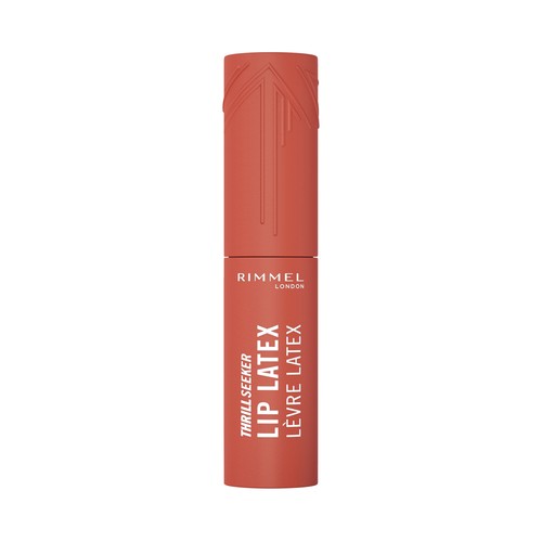 RIMMEL Thrill seeker lip latex tono 200 So peachy Barra de labios líquida acabado brillo latex 3D.