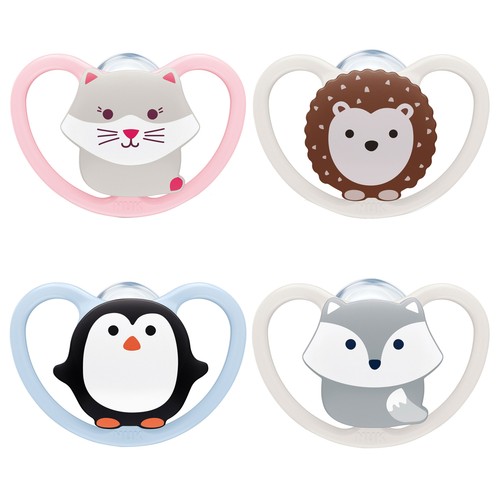 NUK Chupetes con tetina de silicona y forma anatómica, (0-6 meses) NUK Space 2 uds.