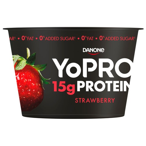 YOPRO Yogur con sabor a fresa, proteínas y sin azúcares añadidos ni grasa YOPRO de Danone 160 g.