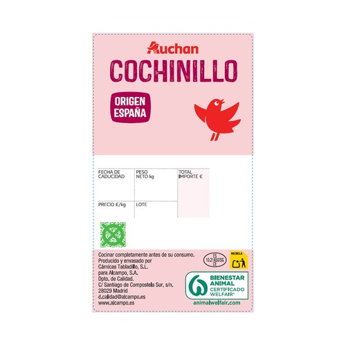 AUCHAN PRODUCTO ALCAMPO Pierna de cochinillo congelado.