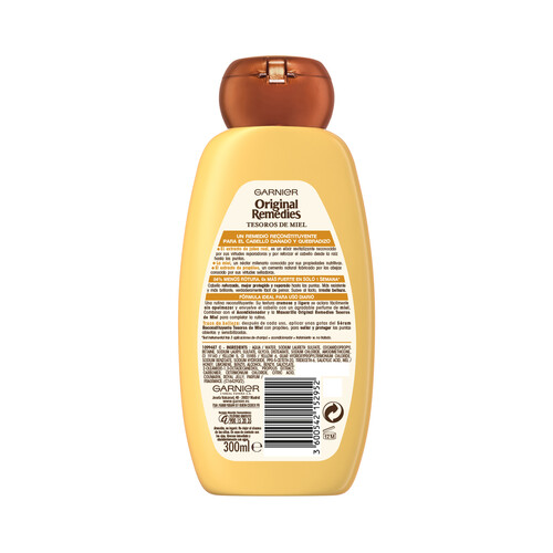 ORIGINAL REMEDIES Champú reconstituyente para cabello dañado y quebradizo ORIGINAL REMEDIES Tesoros de miel de Garnier 300 ml.