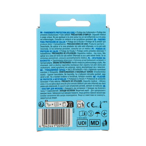 PRODUCTO ALCAMPO Apositos con forma de disco, protectores de callos, 3 tamaños diferentes 9 uds.