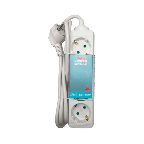 Base de 4 tomas, 1,5 m 16 AMP, AUCHAN.