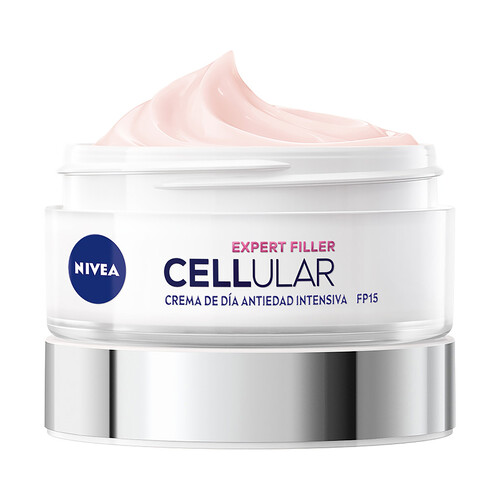 NIVEA Crema de día antiedad intensiva con FPS 15, ácido Fólico y 2 tipos de ácido Hialurónico NIVEA Cellular expert filler 50 ml.